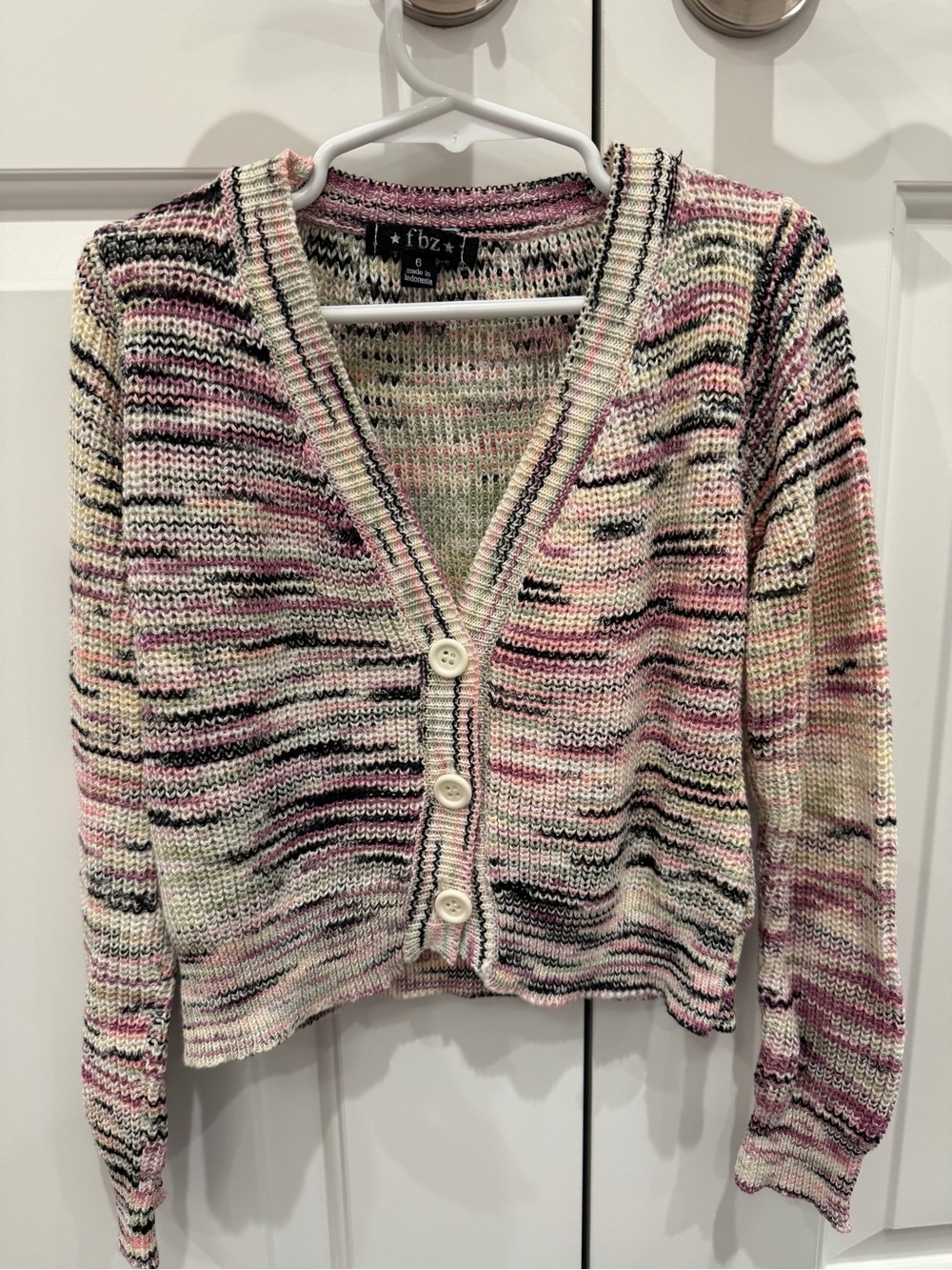 Flowers by Zoe Multicolor V-Neck Button Cardigan Sweater - Girls size 6
